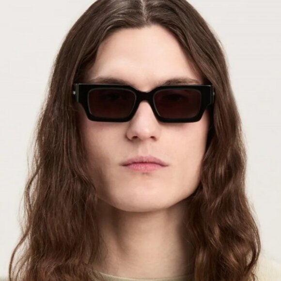 Palm Angels PERI086 HYDE 1007 Sunglasses Black Rectangle Frame, Dark Grey Lenses - Picture 6 of 11